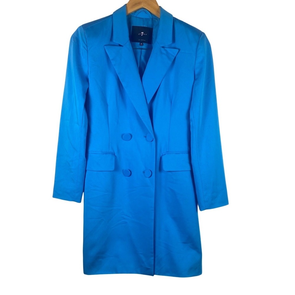 7 For All Mankind Blue‎ Double Breasted Blazer XS NFR Western Coastal Cowgirl